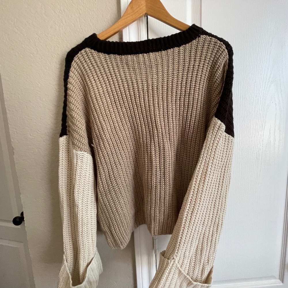Neutral Color Block Sweater